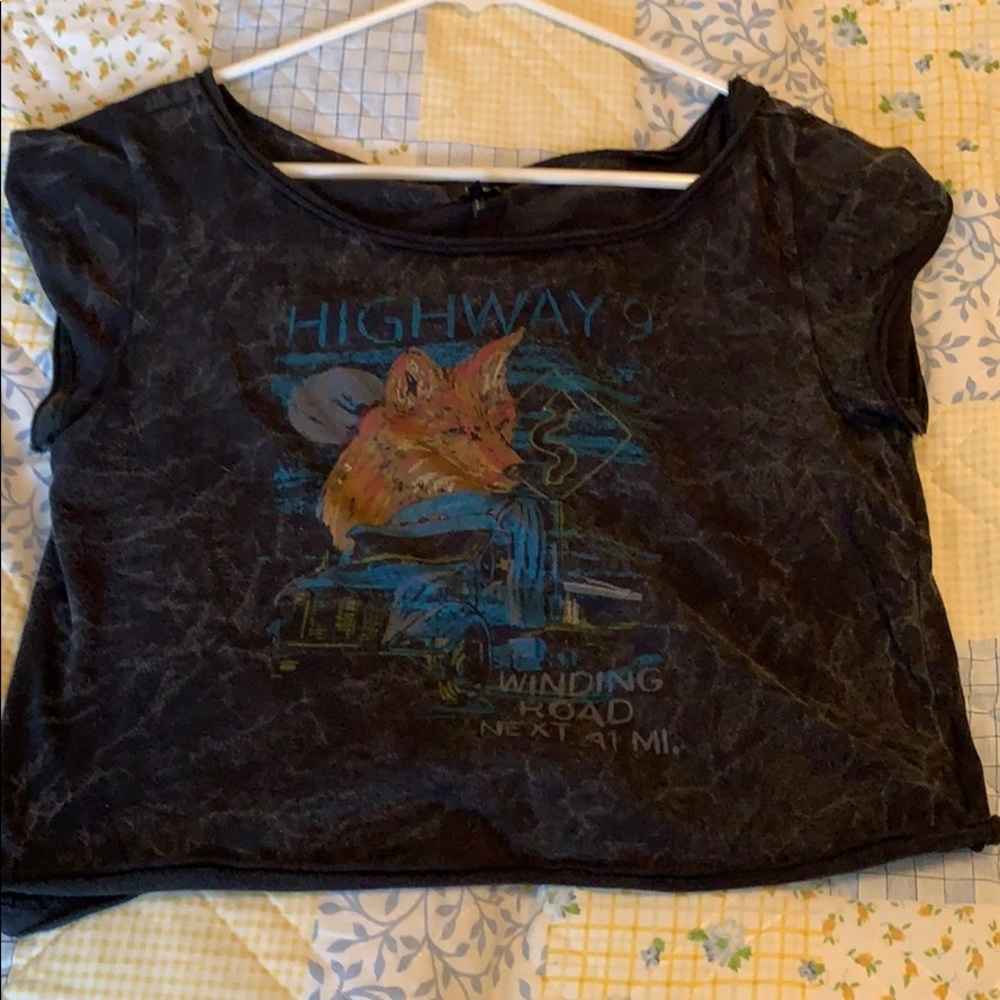 Cropped acid wash T-shirt